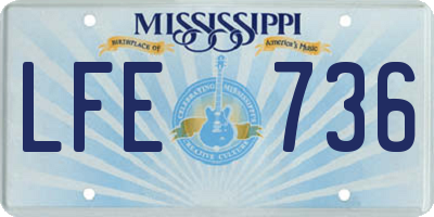 MS license plate LFE736