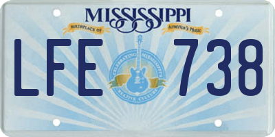 MS license plate LFE738
