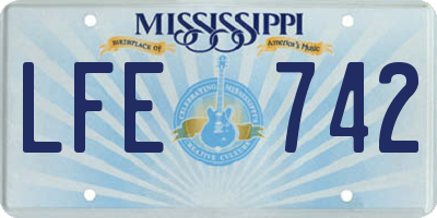 MS license plate LFE742