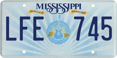 MS license plate LFE745