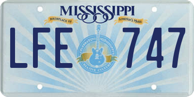 MS license plate LFE747