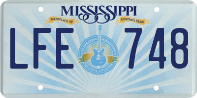 MS license plate LFE748