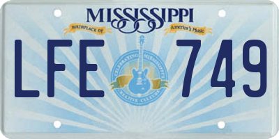 MS license plate LFE749