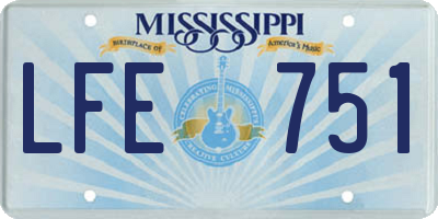 MS license plate LFE751