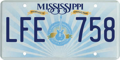 MS license plate LFE758