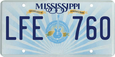 MS license plate LFE760