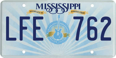 MS license plate LFE762