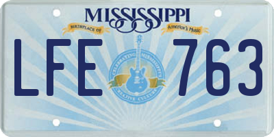MS license plate LFE763