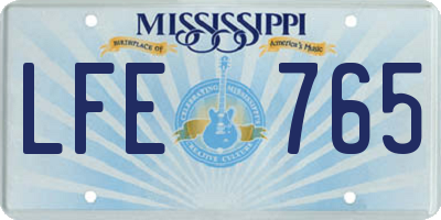 MS license plate LFE765