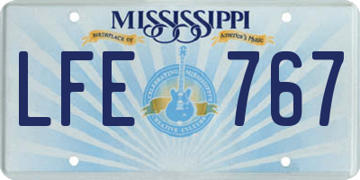 MS license plate LFE767
