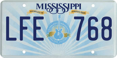 MS license plate LFE768