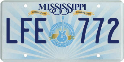 MS license plate LFE772