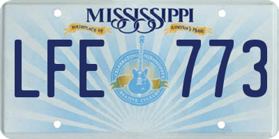 MS license plate LFE773