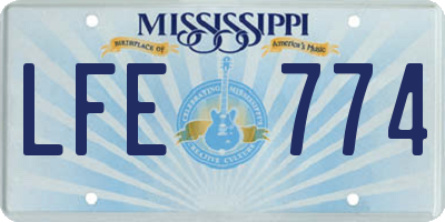 MS license plate LFE774