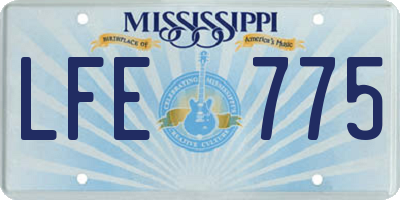 MS license plate LFE775