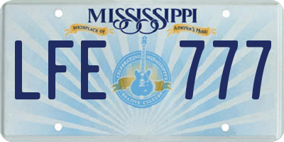 MS license plate LFE777