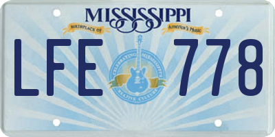 MS license plate LFE778