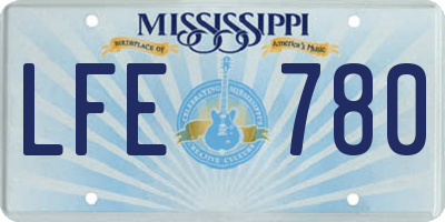 MS license plate LFE780