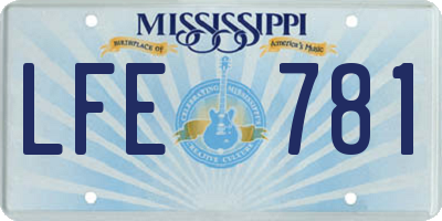 MS license plate LFE781
