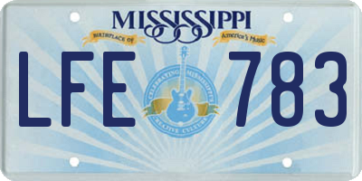 MS license plate LFE783