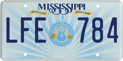 MS license plate LFE784