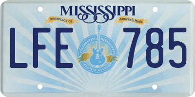 MS license plate LFE785