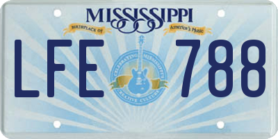 MS license plate LFE788