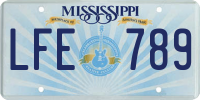 MS license plate LFE789