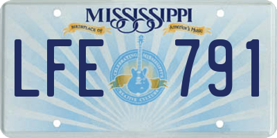 MS license plate LFE791
