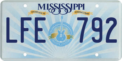 MS license plate LFE792