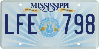MS license plate LFE798
