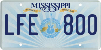 MS license plate LFE800