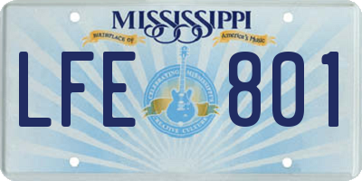 MS license plate LFE801