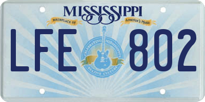 MS license plate LFE802