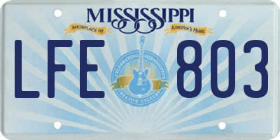 MS license plate LFE803