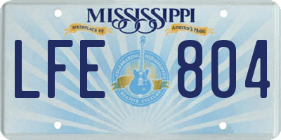 MS license plate LFE804