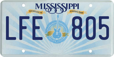 MS license plate LFE805