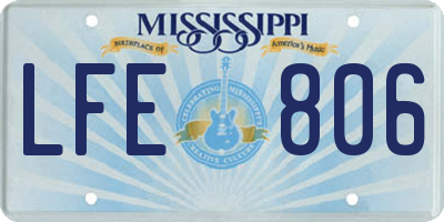MS license plate LFE806