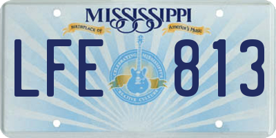 MS license plate LFE813