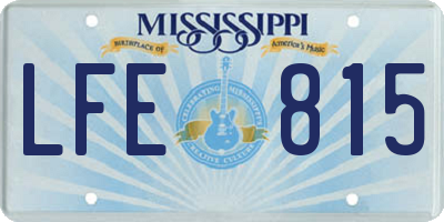 MS license plate LFE815