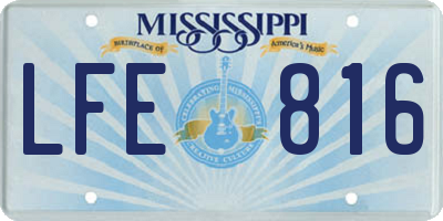MS license plate LFE816