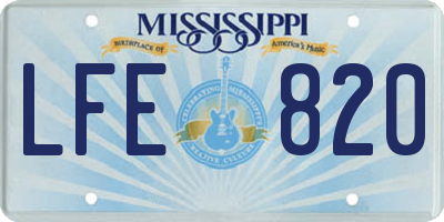 MS license plate LFE820