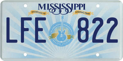 MS license plate LFE822