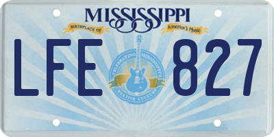 MS license plate LFE827