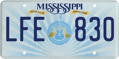 MS license plate LFE830