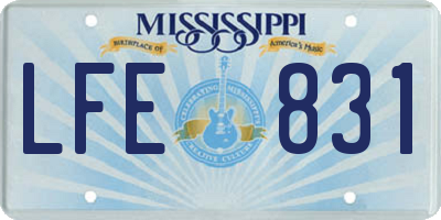 MS license plate LFE831