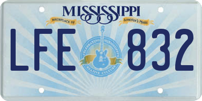 MS license plate LFE832