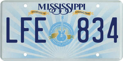 MS license plate LFE834