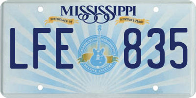 MS license plate LFE835