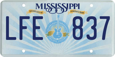 MS license plate LFE837